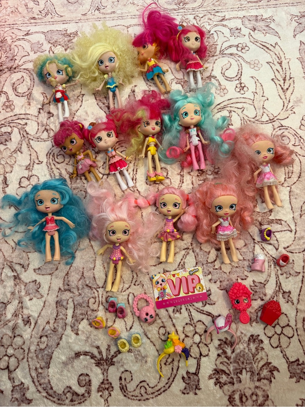 Mixed-Color Kids Shopkin Shoppe Dolls Lot - Assorted Hair Play Dolls
